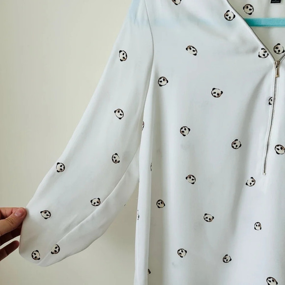Sweet Rain Women’s Blouse with Zippered Neckline and Panda Design -  Size M - Picture 3 of 13